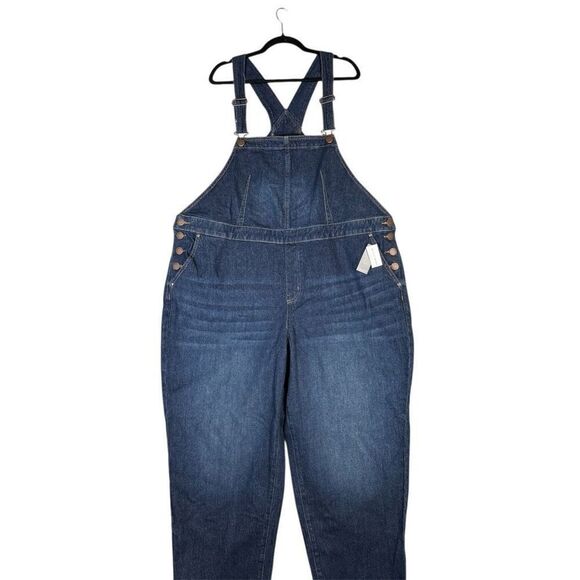 Brand New Lane Bryant Women's Size 24S Cotton Stretch Overalls Denim Medium Wash - Picture 1 of 12